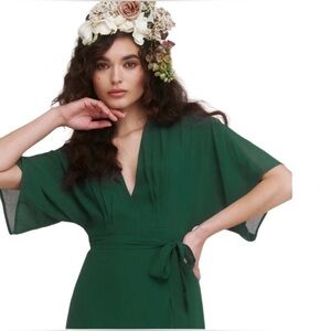 Reformation Emerald Green Winslow Wrap Maxi Dress XS NWT